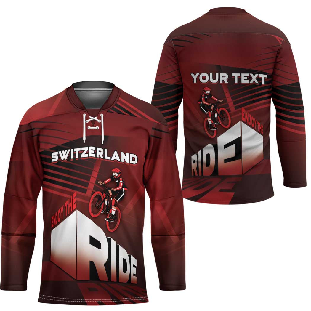 Personalized Switzerland Cycling Hockey Jersey Sporty Style - Wonder Print Shop