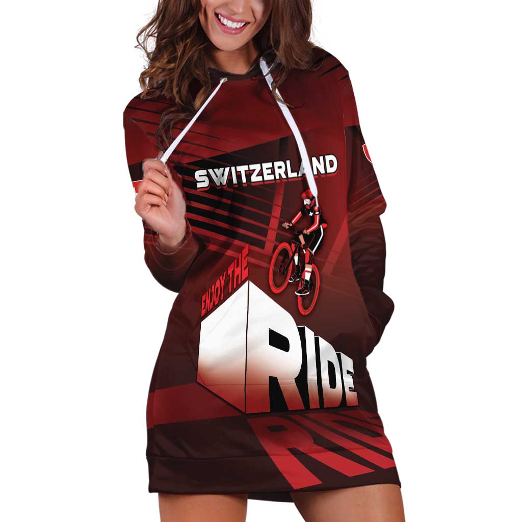 Personalized Switzerland Cycling Hoodie Dress Sporty Style - Wonder Print Shop