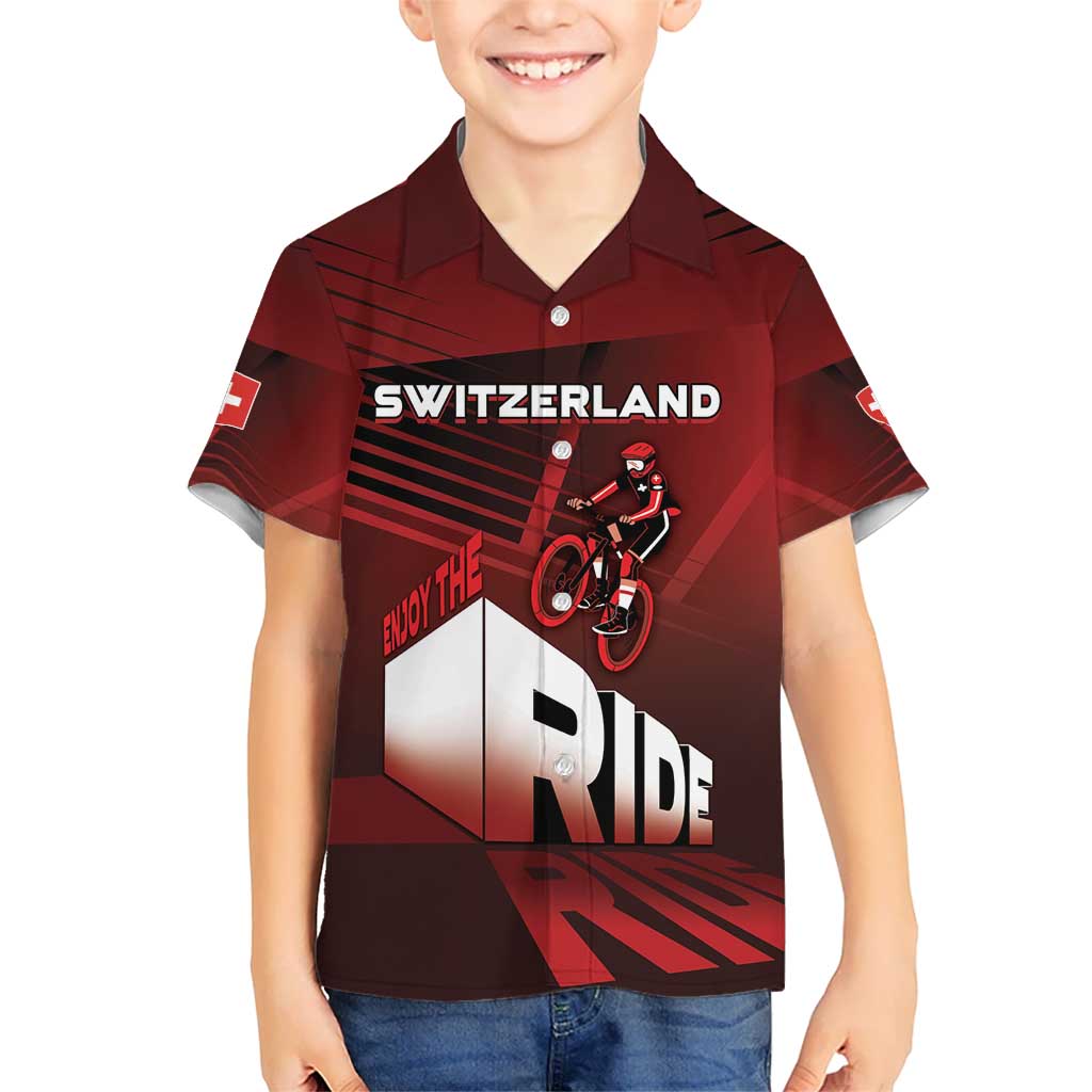 Personalized Switzerland Cycling Kid Hawaiian Shirt Sporty Style - Wonder Print Shop