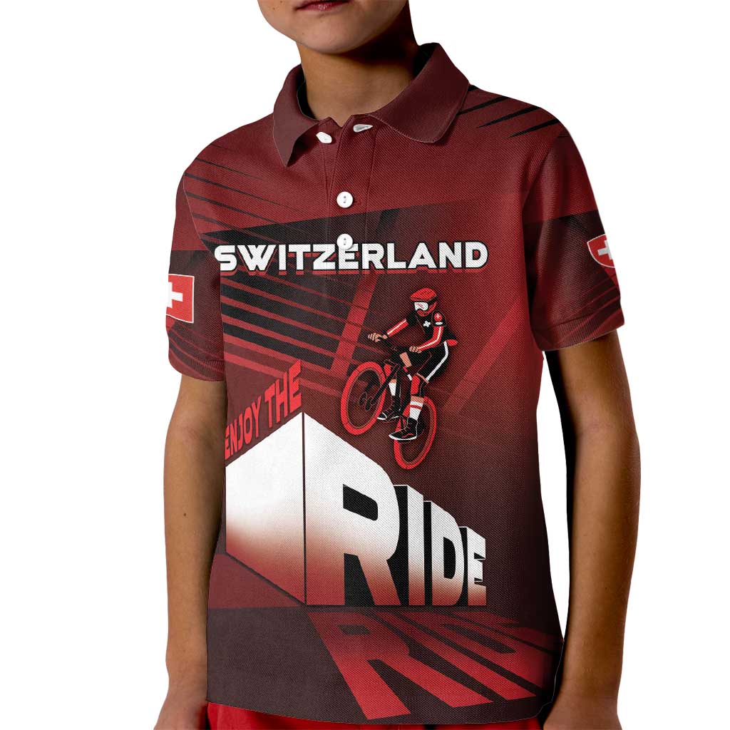 Personalized Switzerland Cycling Kid Polo Shirt Sporty Style - Wonder Print Shop