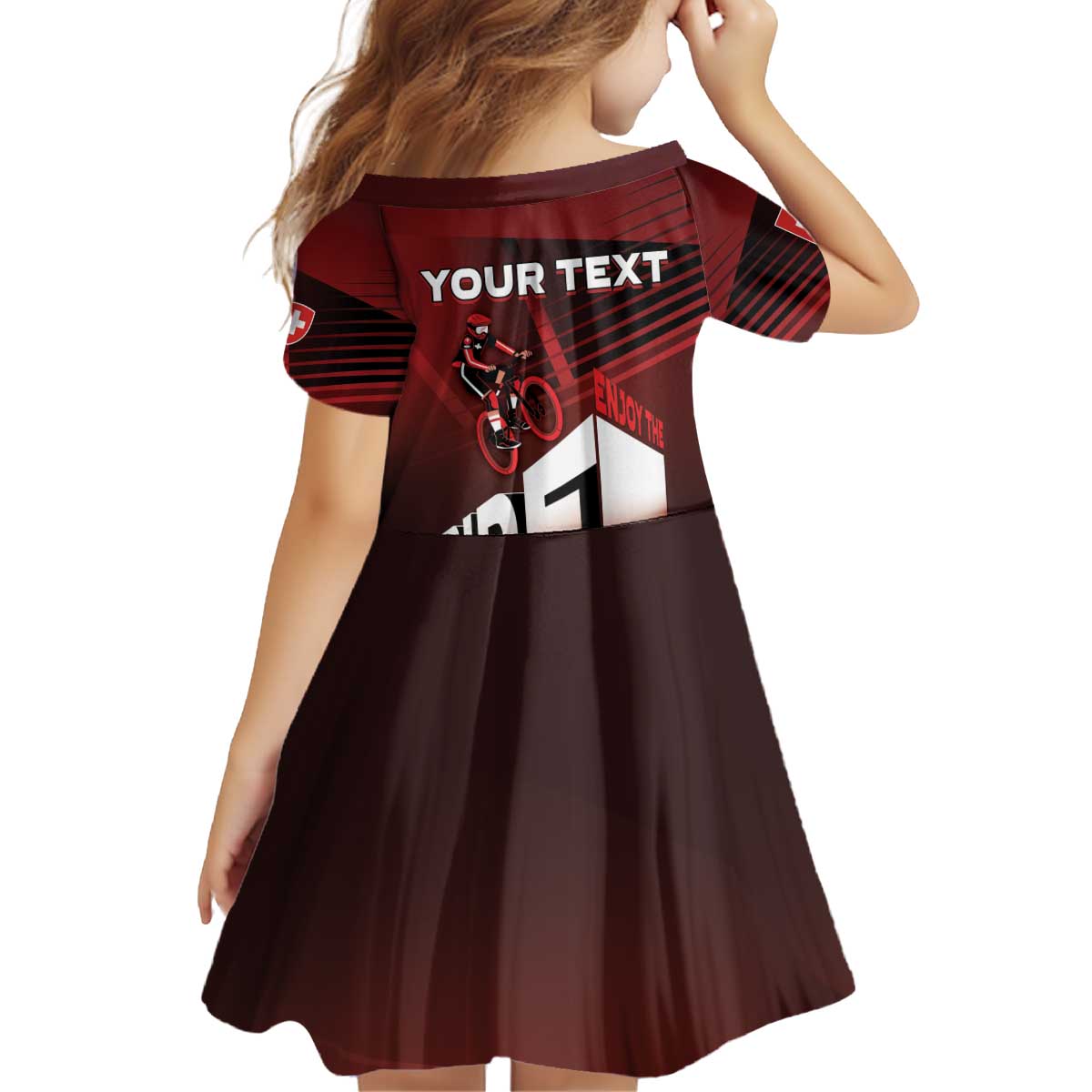 Personalized Switzerland Cycling Kid Short Sleeve Dress Sporty Style - Wonder Print Shop