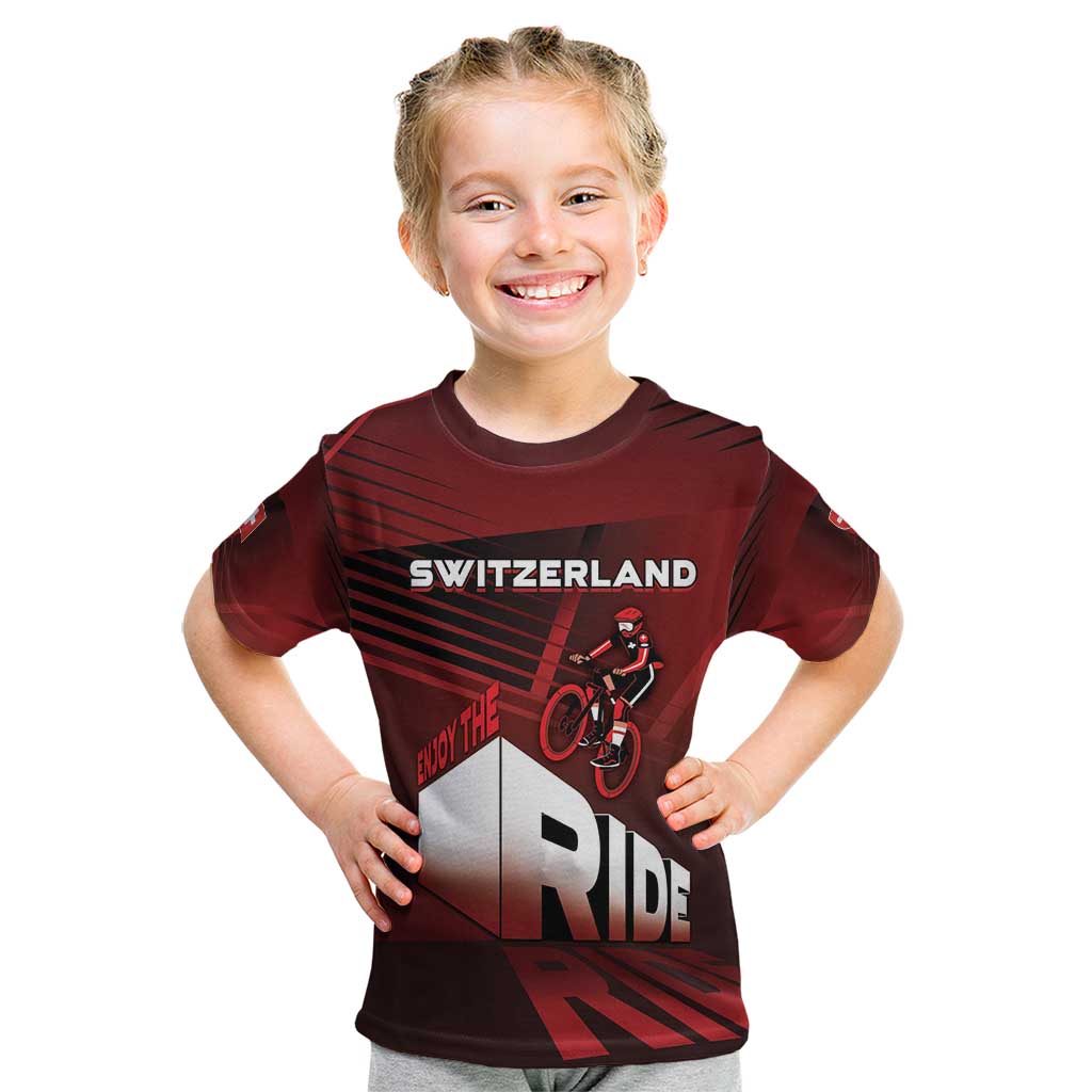 Personalized Switzerland Cycling Kid T Shirt Sporty Style - Wonder Print Shop