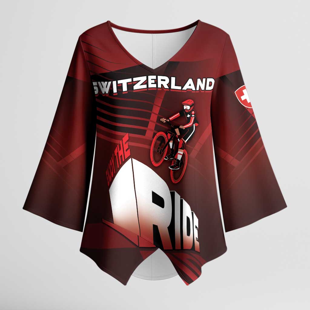 Personalized Switzerland Cycling Kimono Sleeve Blouse Sporty Style - Wonder Print Shop