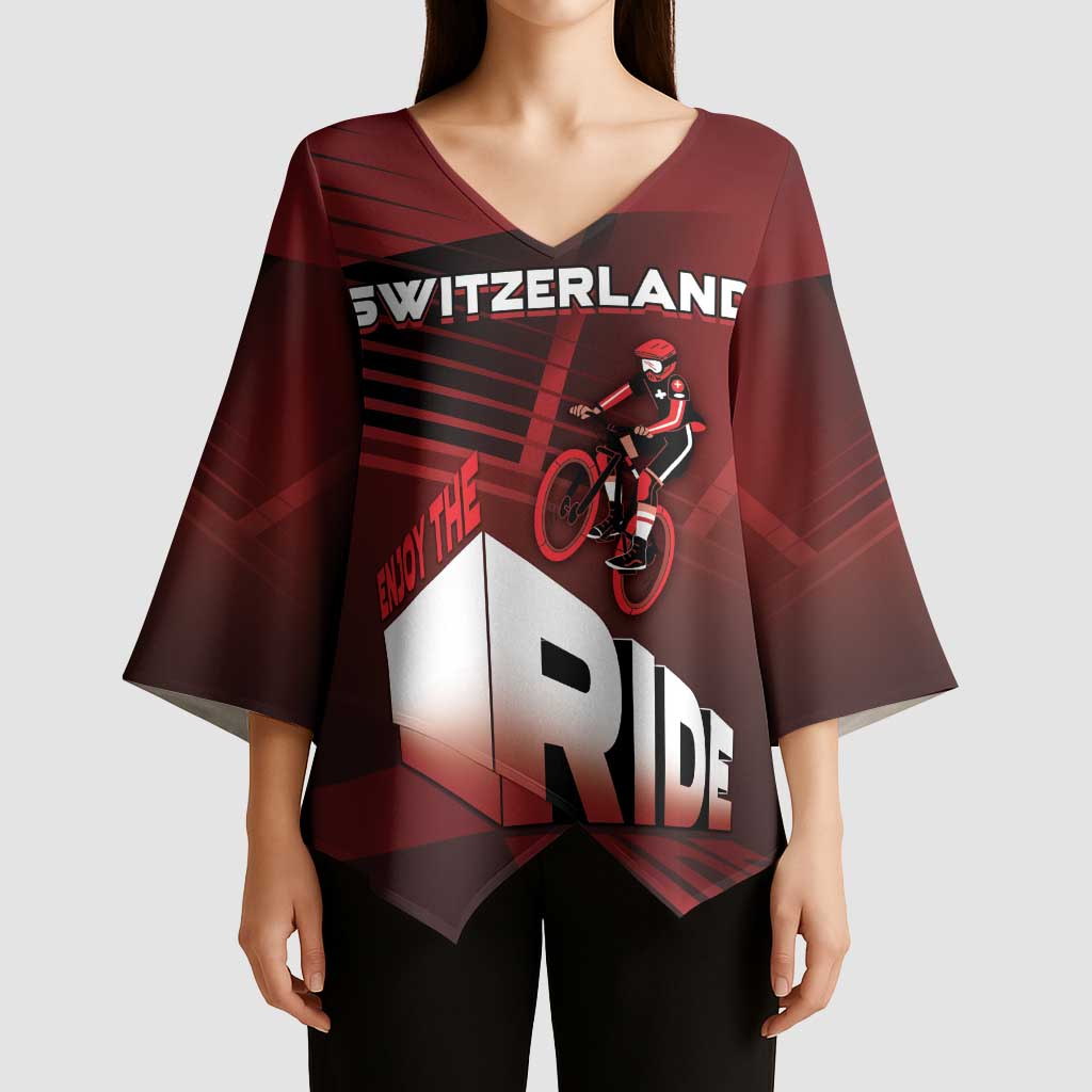 Personalized Switzerland Cycling Kimono Sleeve Blouse Sporty Style - Wonder Print Shop