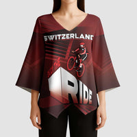 Personalized Switzerland Cycling Kimono Sleeve Blouse Sporty Style - Wonder Print Shop