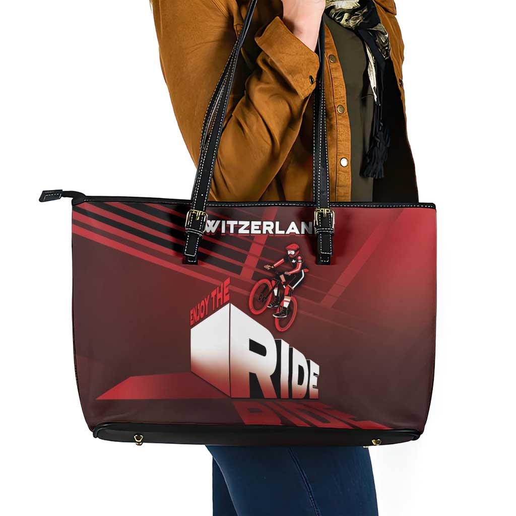 Switzerland Cycling Leather Tote Bag Sporty Style - Wonder Print Shop