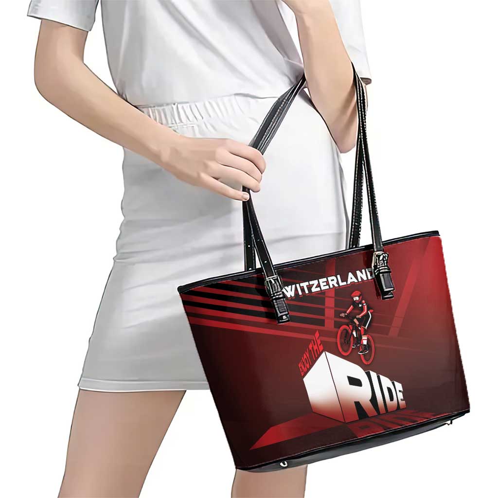 Switzerland Cycling Leather Tote Bag Sporty Style - Wonder Print Shop