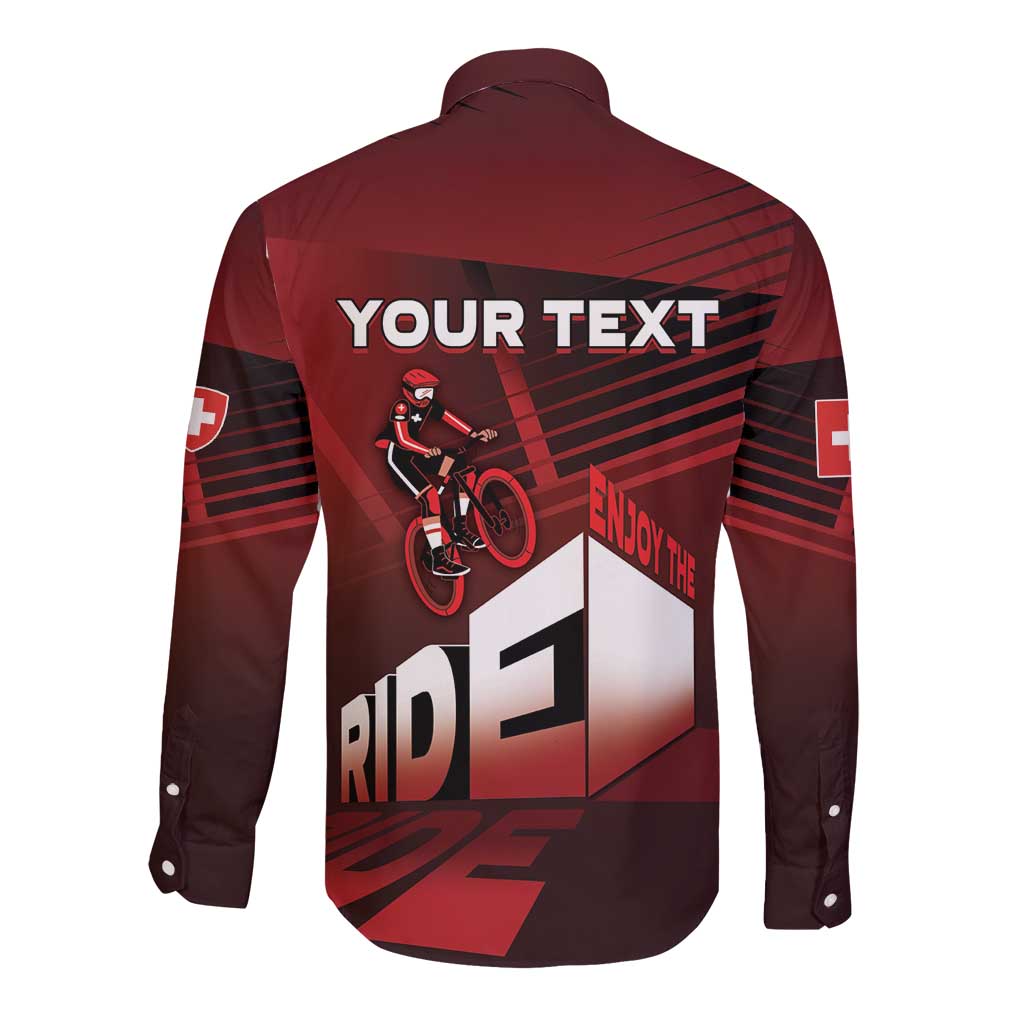 Personalized Switzerland Cycling Long Sleeve Button Shirt Sporty Style - Wonder Print Shop