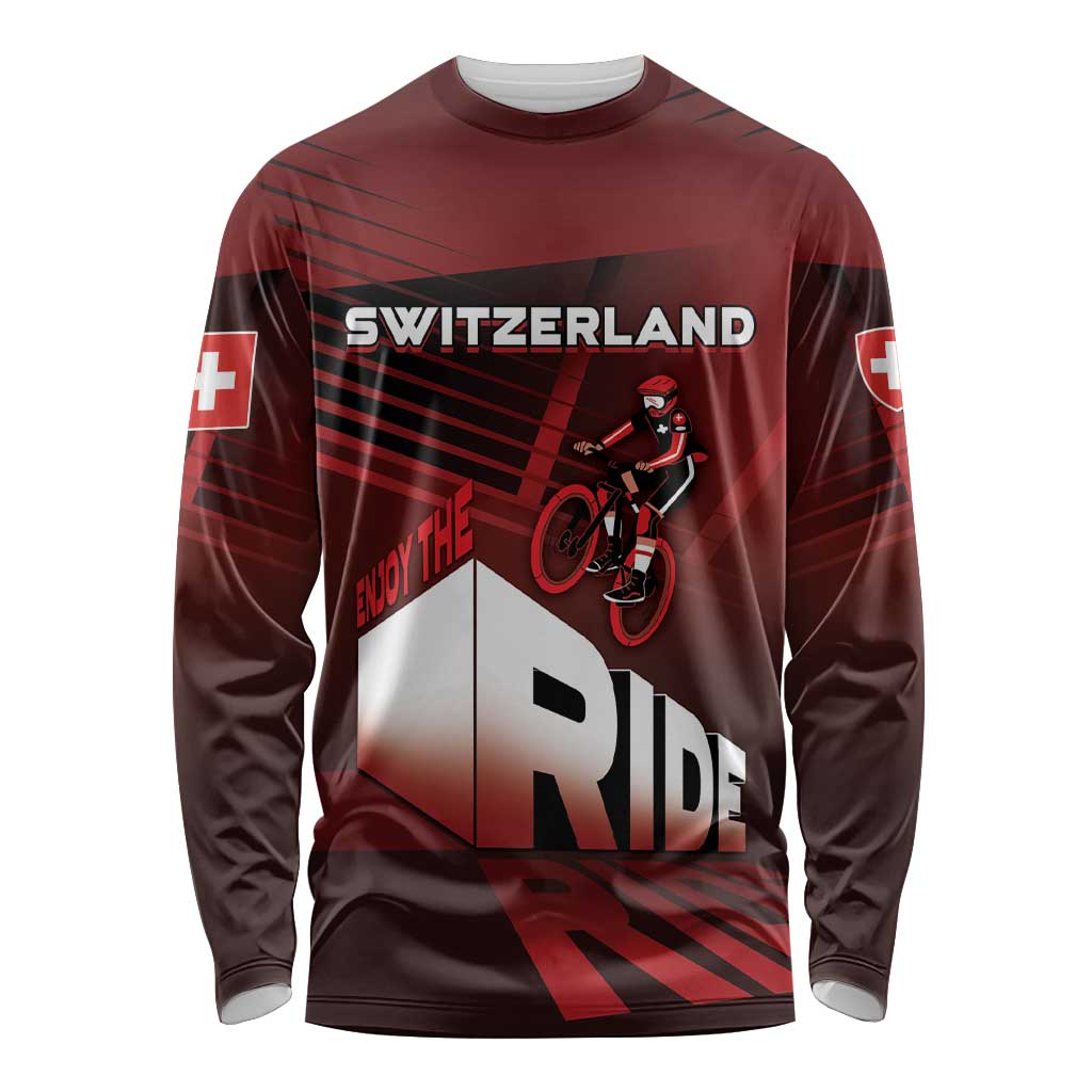Personalized Switzerland Cycling Long Sleeve Shirt Sporty Style - Wonder Print Shop