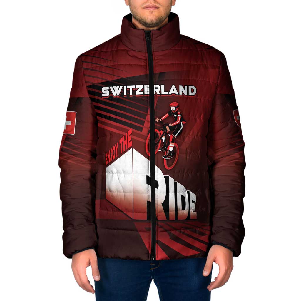 Personalized Switzerland Cycling Padded Jacket Sporty Style - Wonder Print Shop
