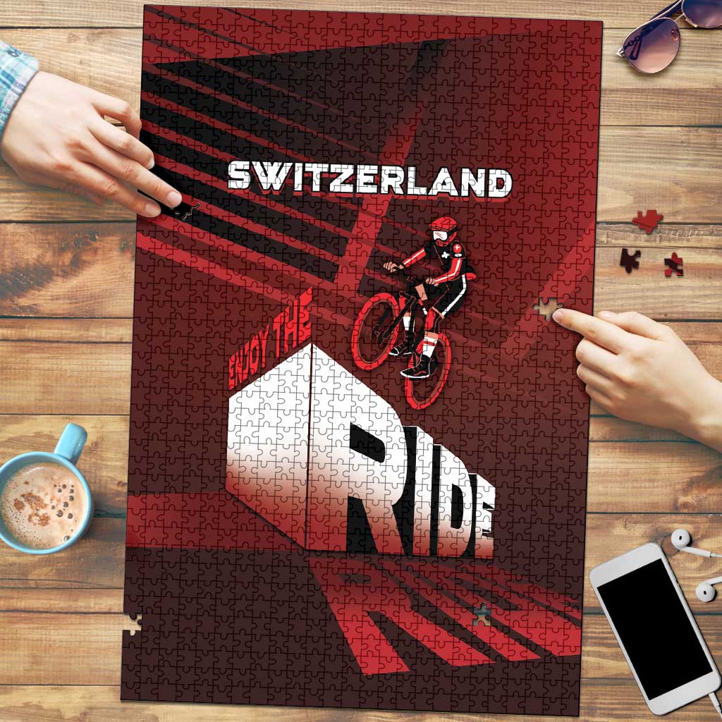 Switzerland Cycling Puzzle Sporty Style - Wonder Print Shop