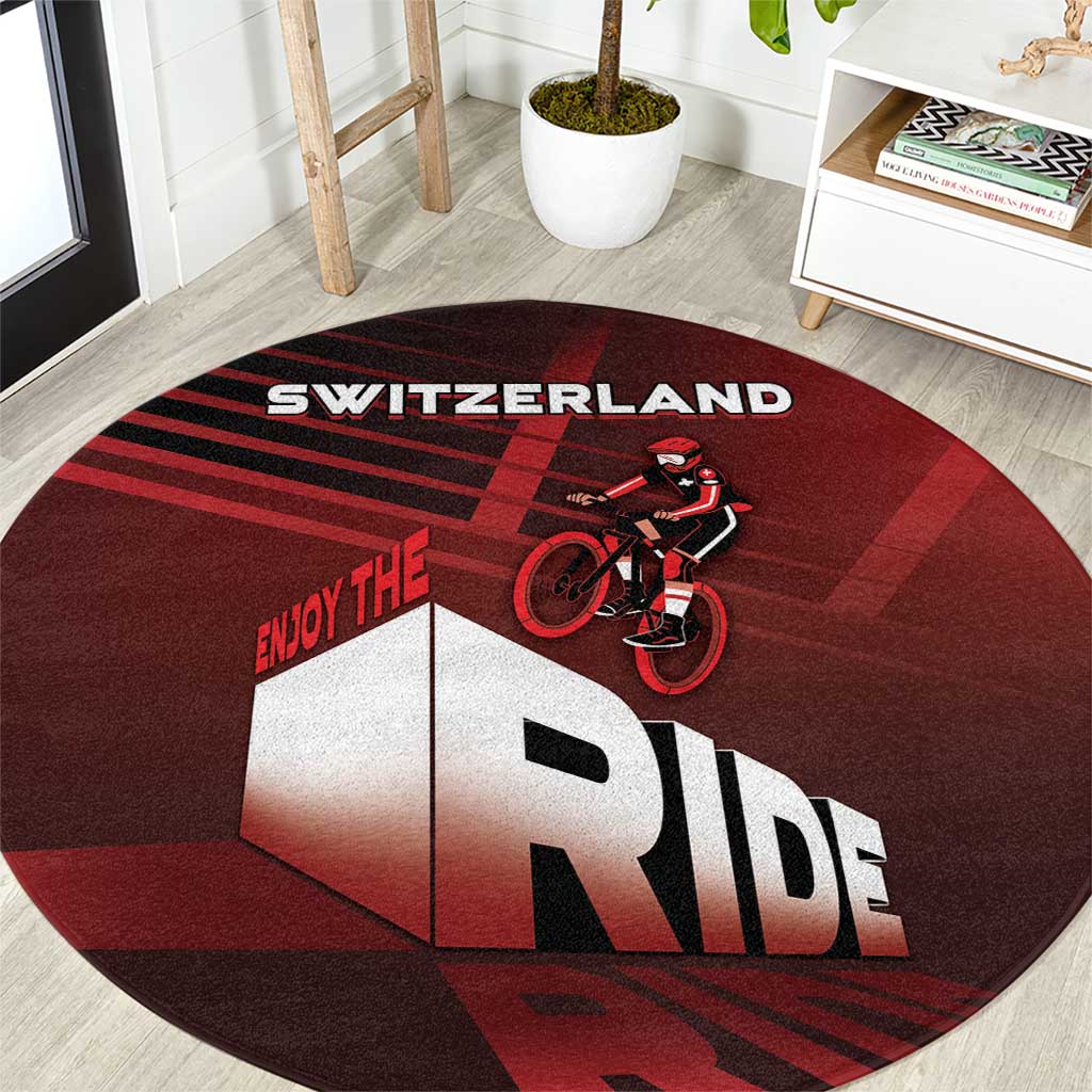 Switzerland Cycling Round Carpet Sporty Style - Wonder Print Shop