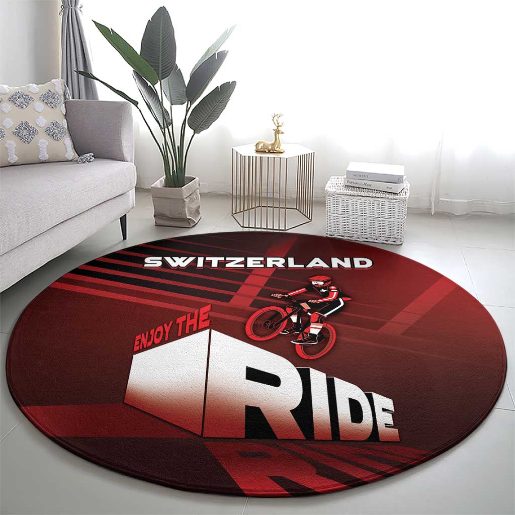 Switzerland Cycling Round Carpet Sporty Style - Wonder Print Shop