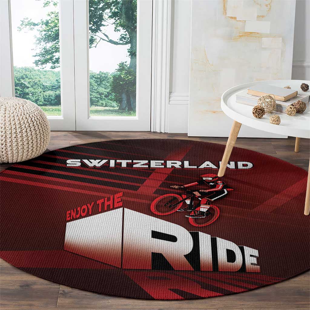 Switzerland Cycling Round Carpet Sporty Style - Wonder Print Shop
