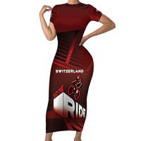 Personalized Switzerland Cycling Short Sleeve Bodycon Dress Sporty Style - Wonder Print Shop