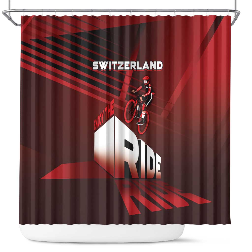 Switzerland Cycling Shower Curtain Sporty Style - Wonder Print Shop