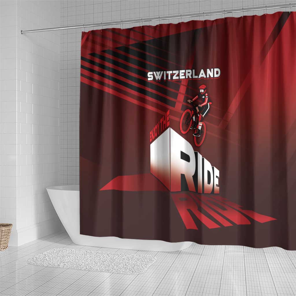 Switzerland Cycling Shower Curtain Sporty Style - Wonder Print Shop