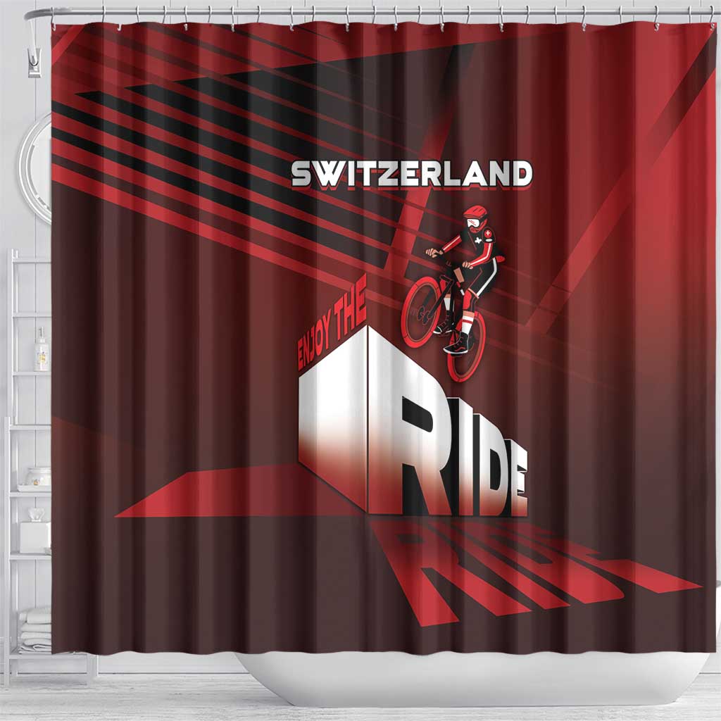 Switzerland Cycling Shower Curtain Sporty Style - Wonder Print Shop