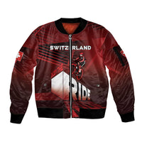 Personalized Switzerland Cycling Sleeve Zip Bomber Jacket Sporty Style - Wonder Print Shop
