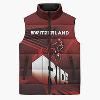 Personalized Switzerland Cycling Sleeveless Puffer Jacket Sporty Style - Wonder Print Shop