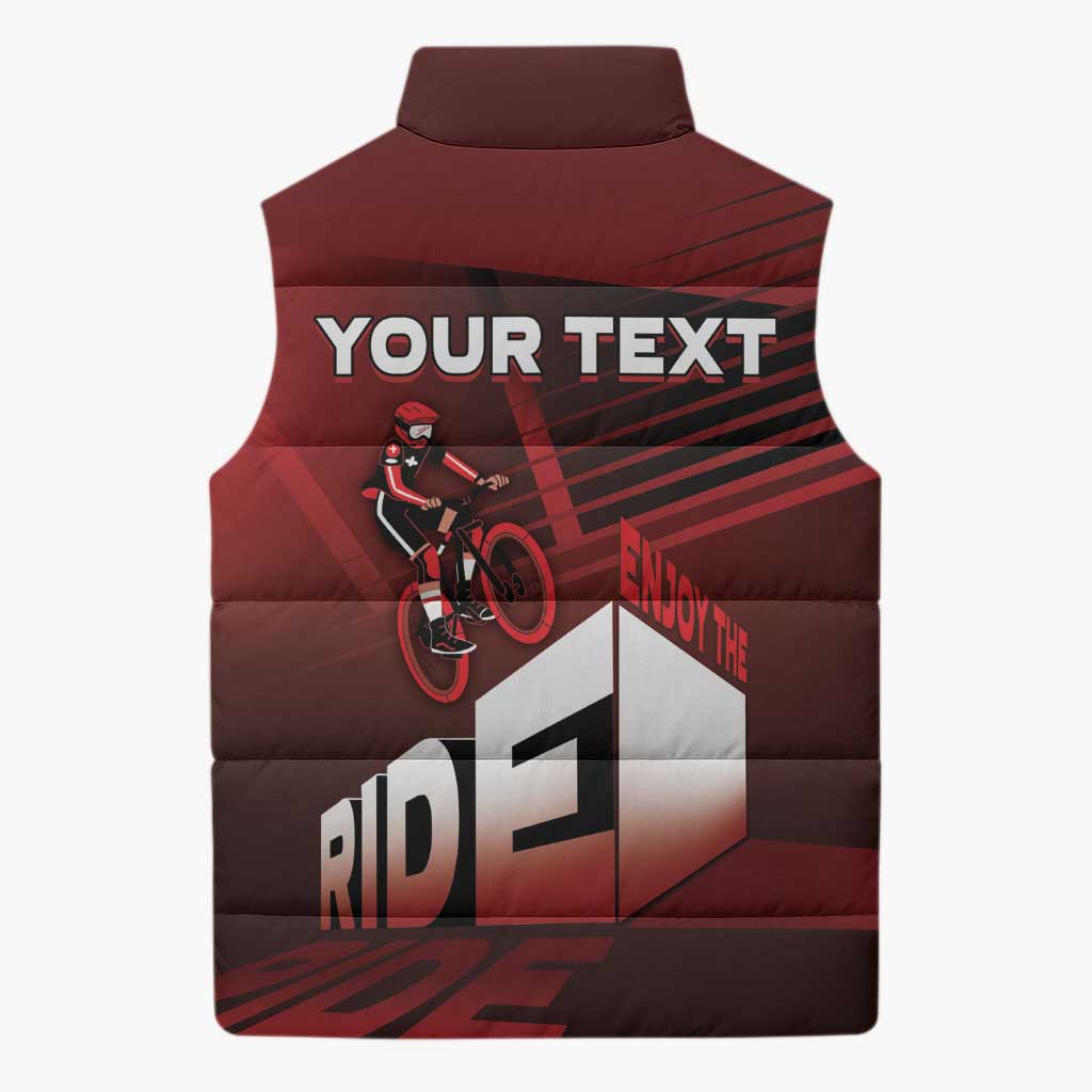 Personalized Switzerland Cycling Sleeveless Puffer Jacket Sporty Style - Wonder Print Shop