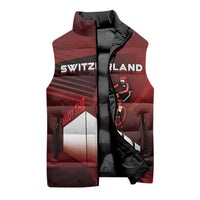 Personalized Switzerland Cycling Sleeveless Puffer Jacket Sporty Style - Wonder Print Shop