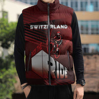 Personalized Switzerland Cycling Sleeveless Puffer Jacket Sporty Style - Wonder Print Shop