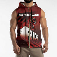 Personalized Switzerland Cycling Sleeveless Zip Hoodie Sporty Style - Wonder Print Shop