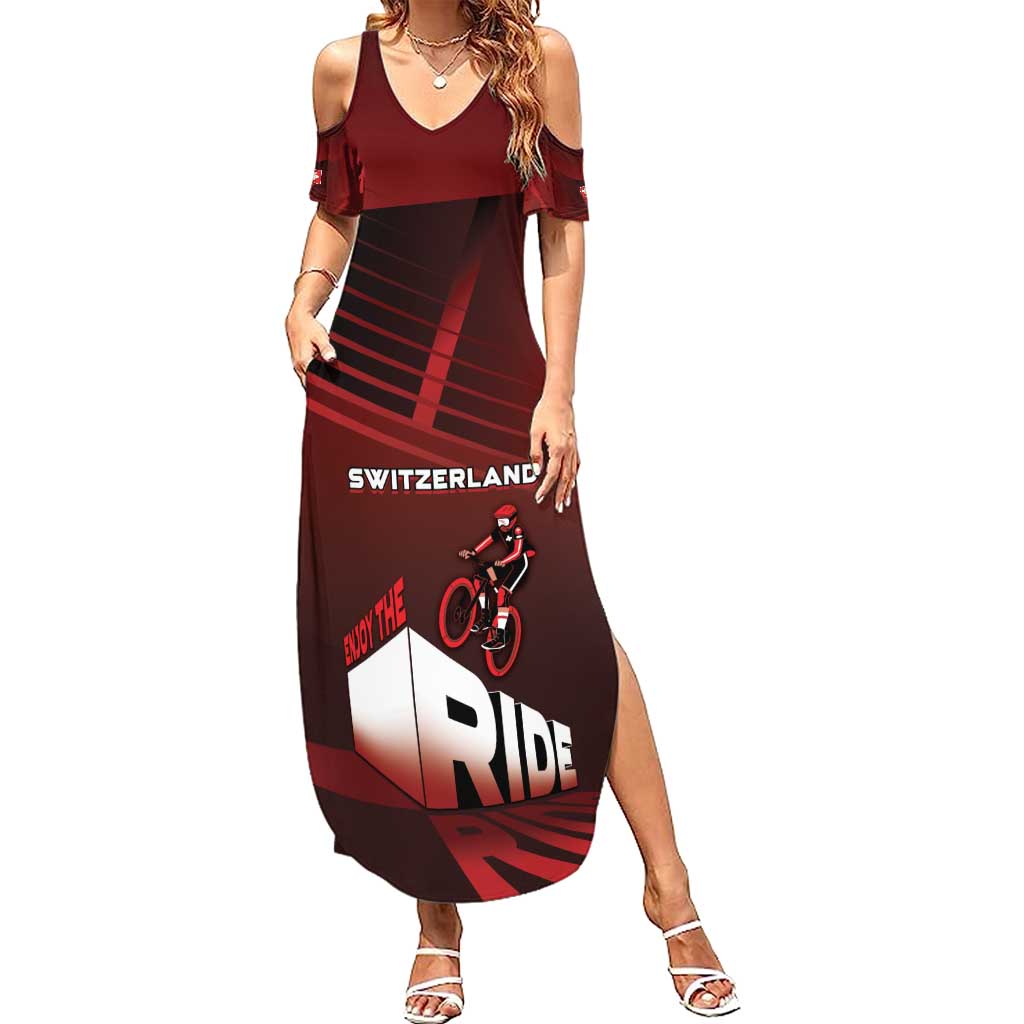 Personalized Switzerland Cycling Summer Maxi Dress Sporty Style - Wonder Print Shop