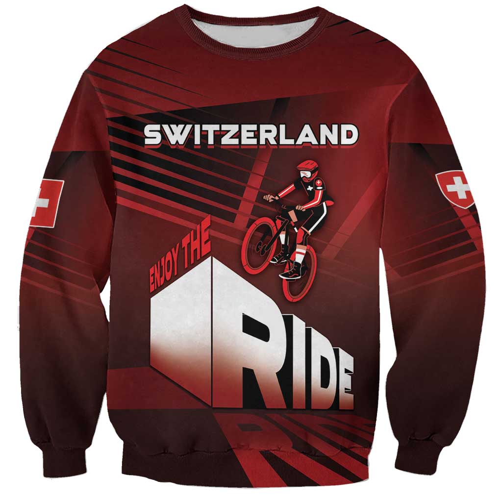 Personalized Switzerland Cycling Sweatshirt Sporty Style - Wonder Print Shop