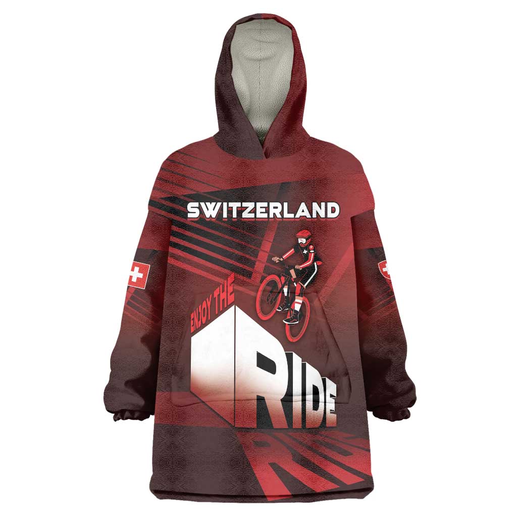 Personalized Switzerland Cycling Wearable Blanket Hoodie Sporty Style - Wonder Print Shop