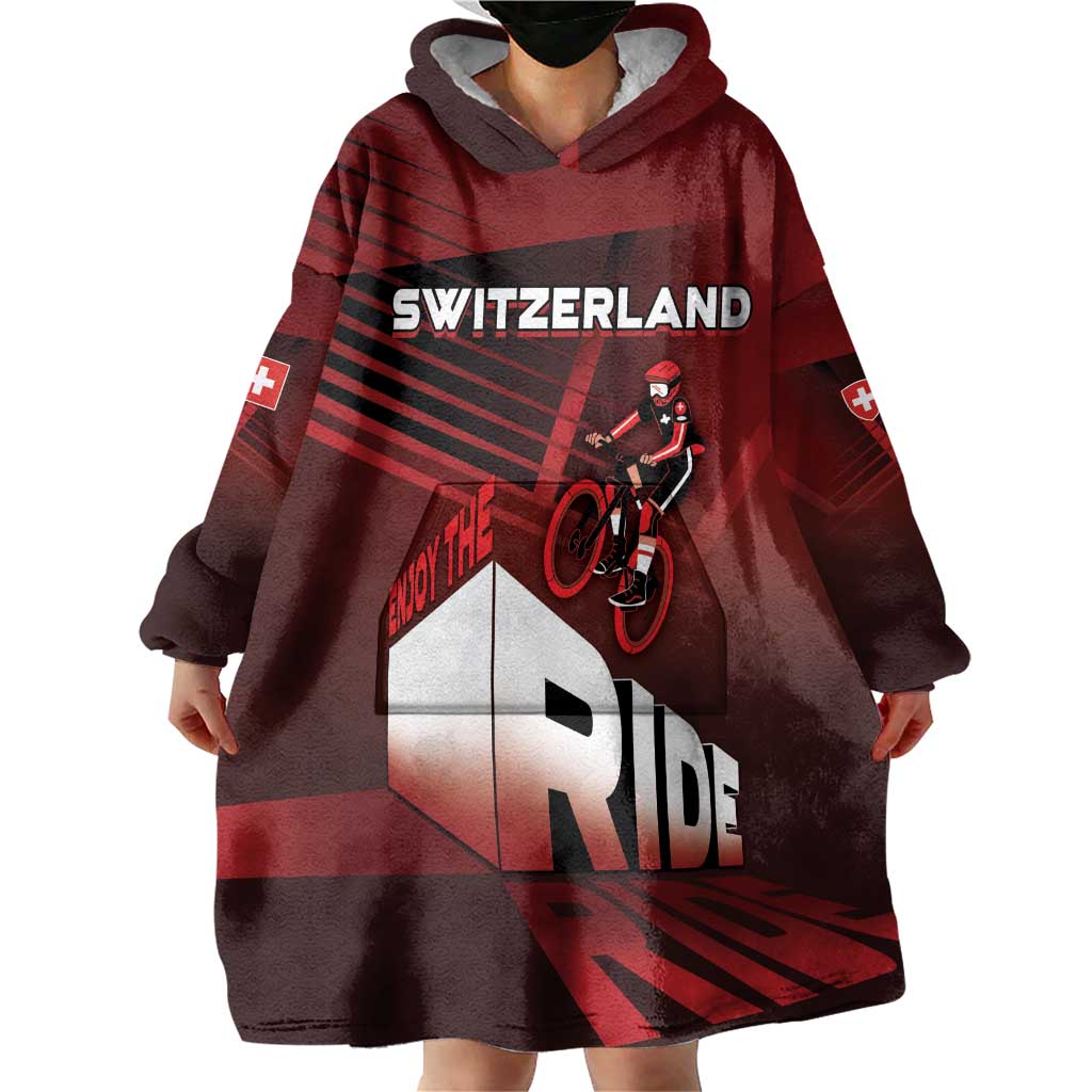 Personalized Switzerland Cycling Wearable Blanket Hoodie Sporty Style - Wonder Print Shop