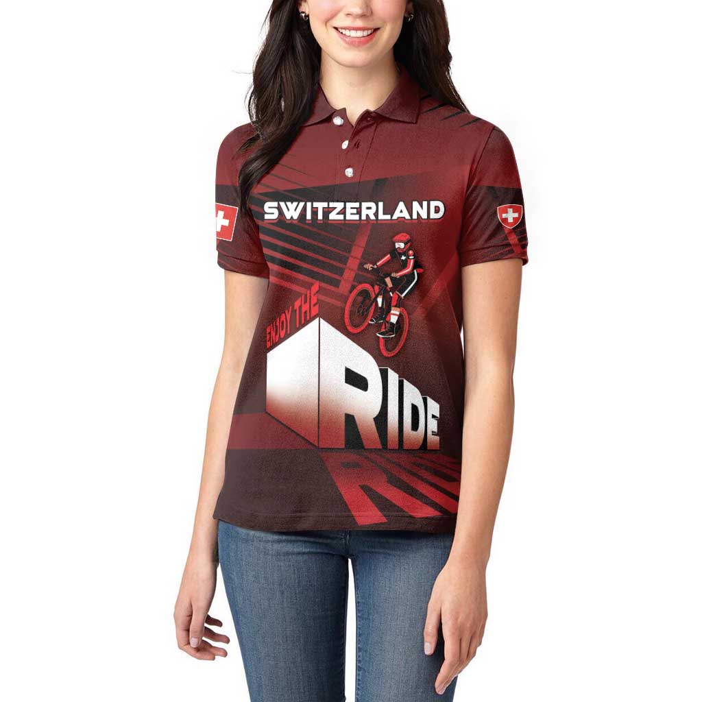 Personalized Switzerland Cycling Women Polo Shirt Sporty Style - Wonder Print Shop