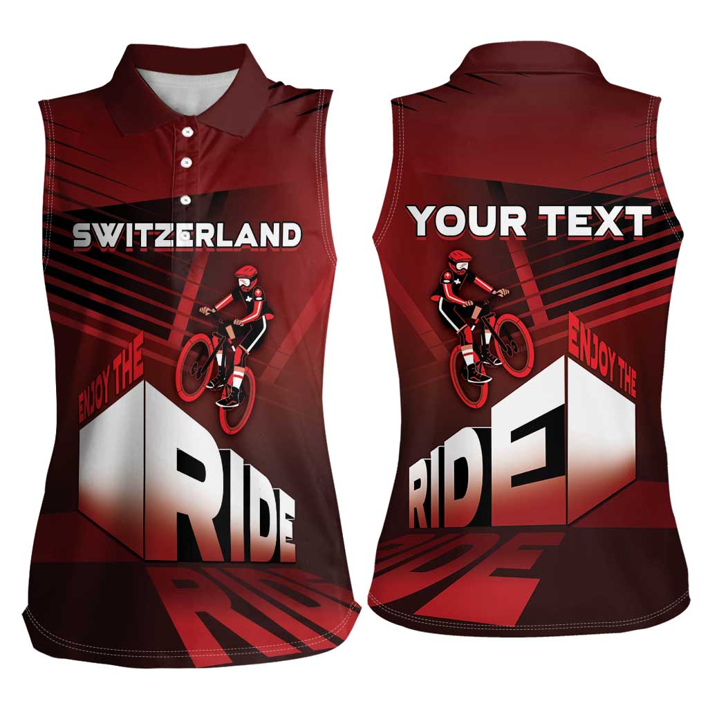 Personalized Switzerland Cycling Women Sleeveless Polo Shirt Sporty Style - Wonder Print Shop