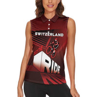 Personalized Switzerland Cycling Women Sleeveless Polo Shirt Sporty Style - Wonder Print Shop
