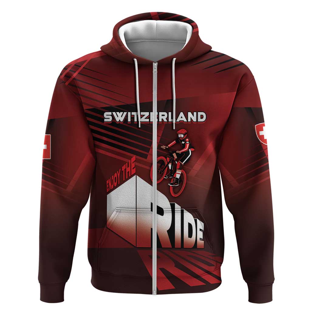Personalized Switzerland Cycling Zip Hoodie Sporty Style - Wonder Print Shop