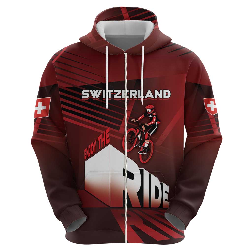 Personalized Switzerland Cycling Zip Hoodie Sporty Style - Wonder Print Shop