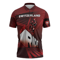 Personalized Switzerland Cycling Zipper Polo Shirt Sporty Style - Wonder Print Shop