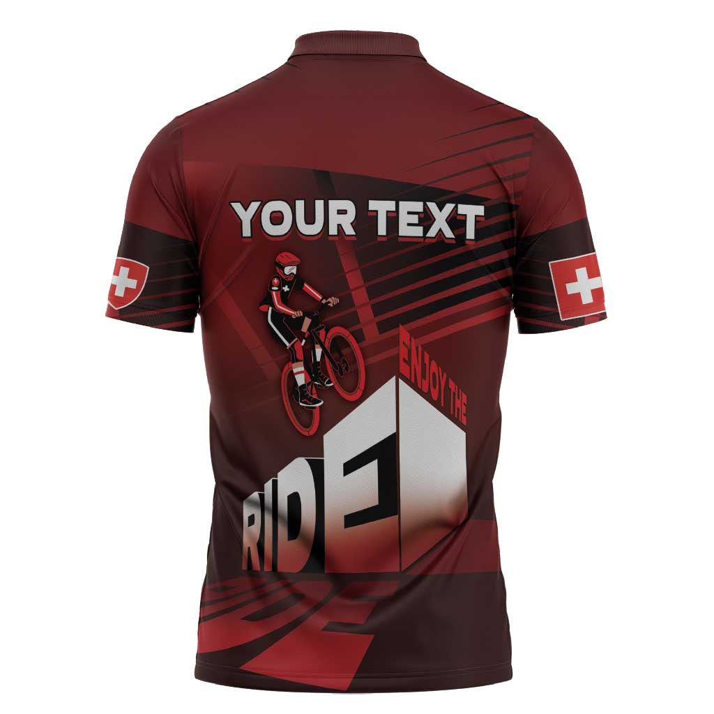 Personalized Switzerland Cycling Zipper Polo Shirt Sporty Style - Wonder Print Shop