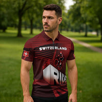Personalized Switzerland Cycling Zipper Polo Shirt Sporty Style - Wonder Print Shop