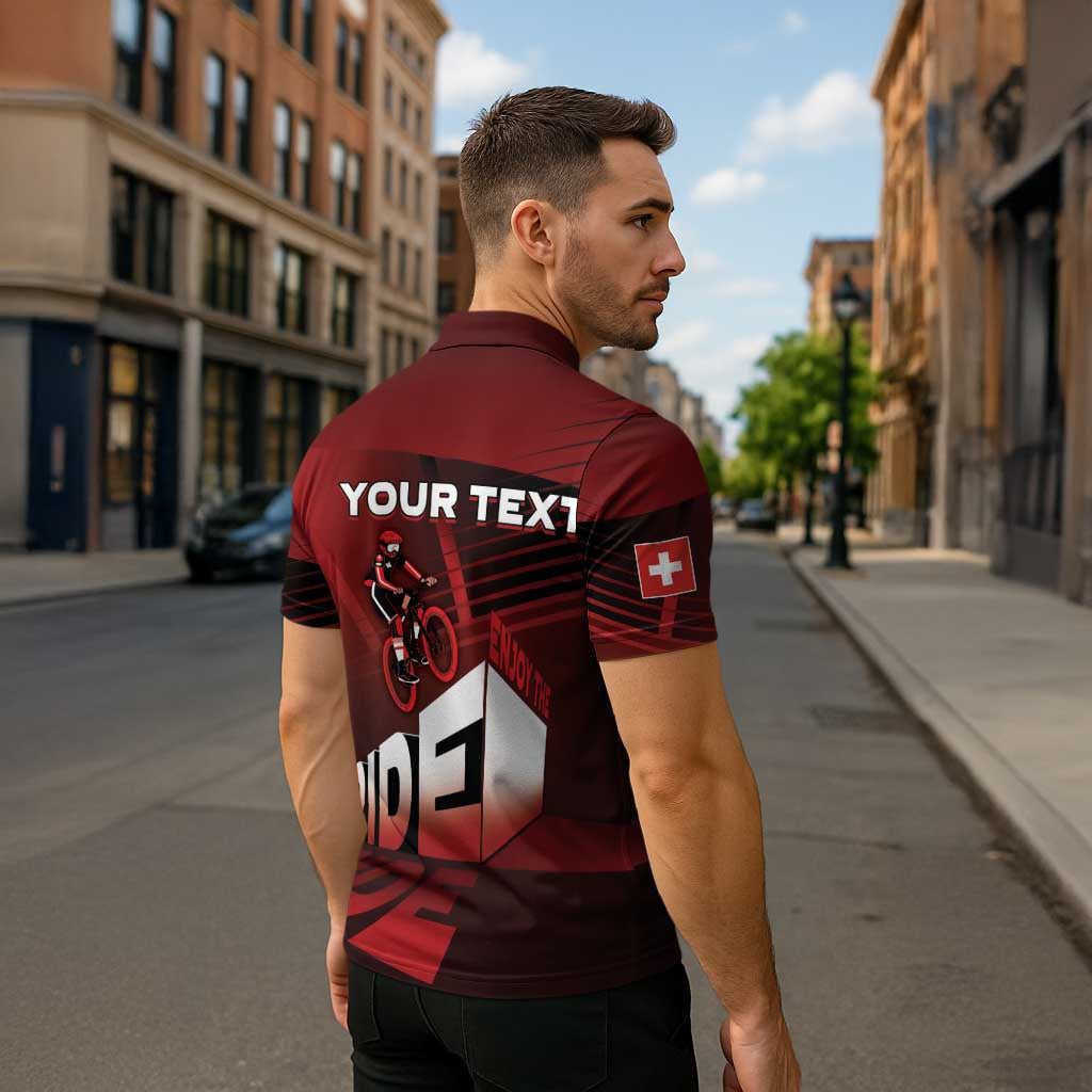 Personalized Switzerland Cycling Zipper Polo Shirt Sporty Style - Wonder Print Shop