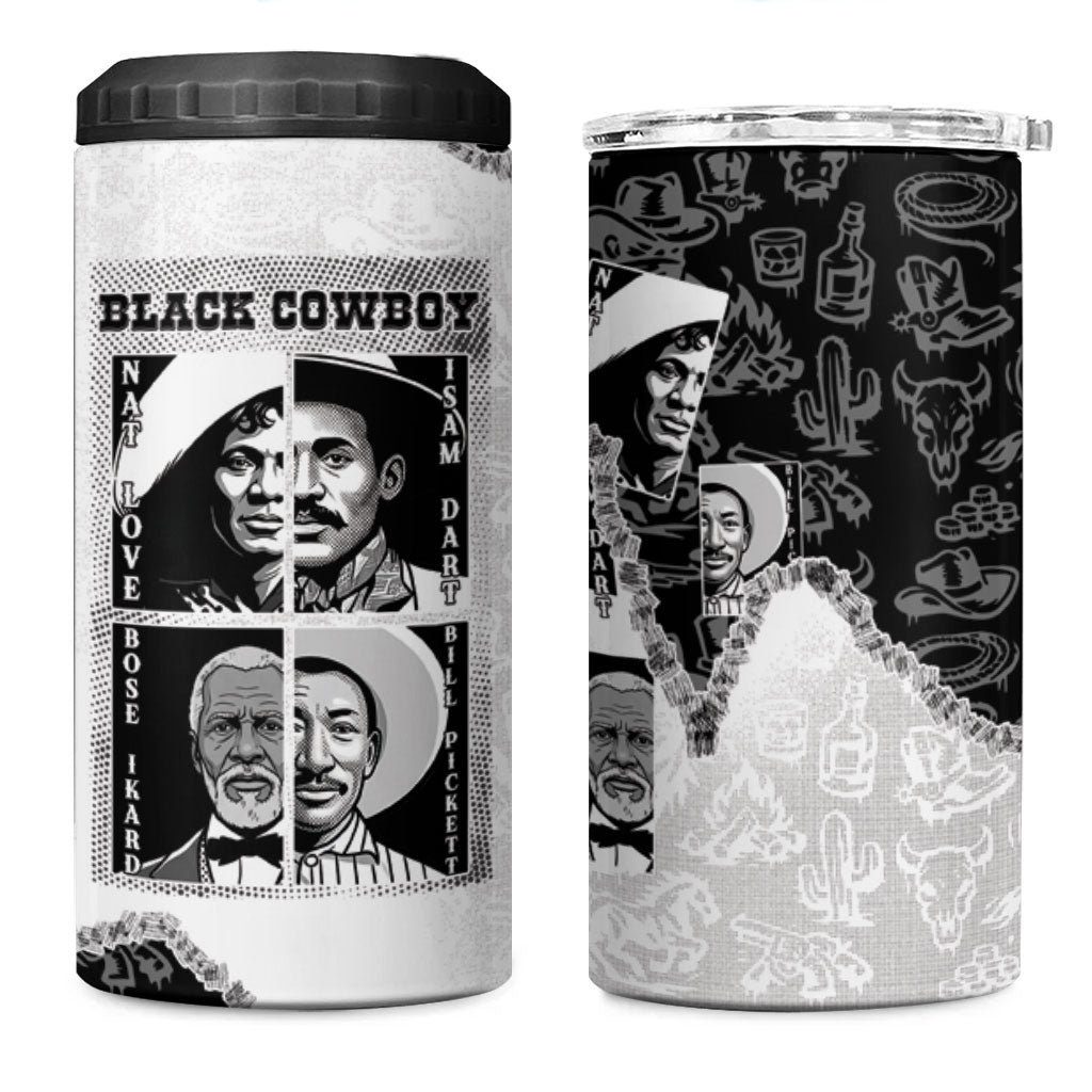 Black Cowboy 4 in 1 Can Cooler Tumbler African American Black History Unique Style