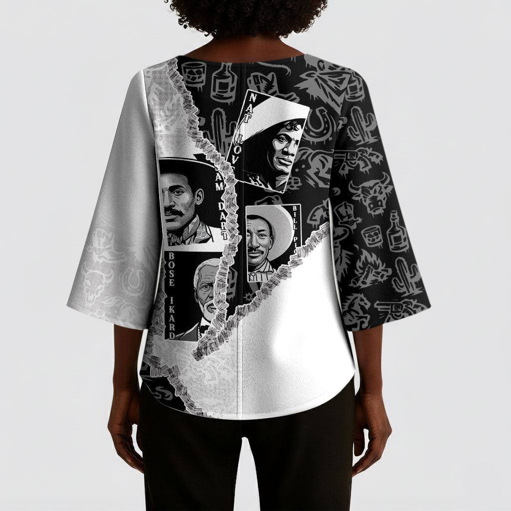Black Cowboy Kimono Sleeve Blouse African American Black History Unique Style