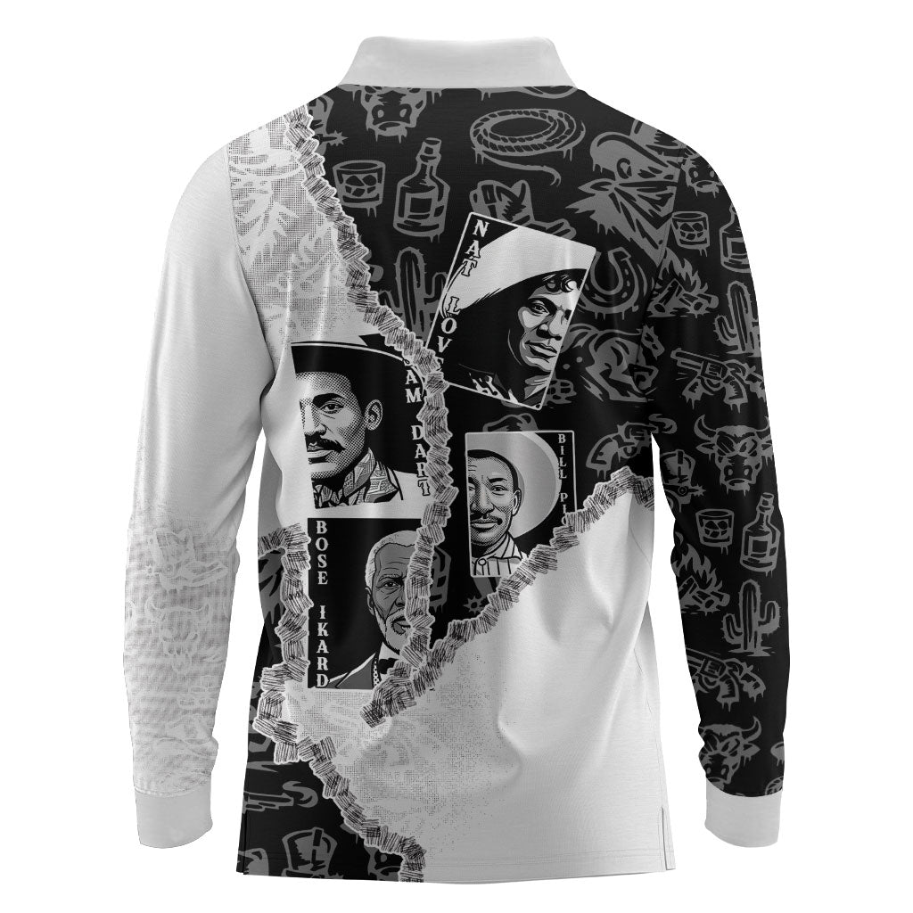Black Cowboy Long Sleeve Polo Shirt African American Black History Unique Style