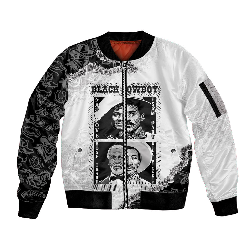 Black Cowboy Sleeve Zip Bomber Jacket African American Black History Unique Style