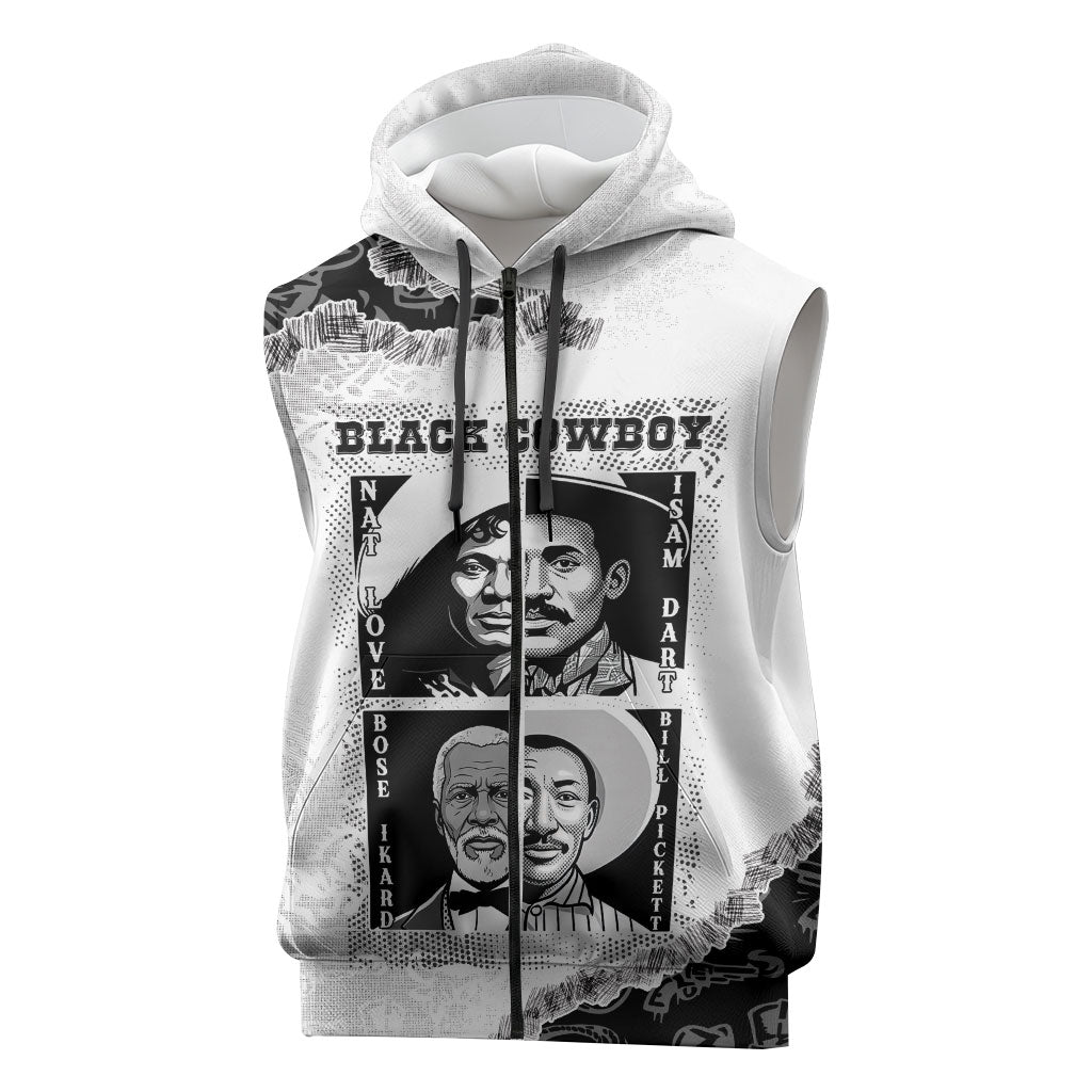Black Cowboy Sleeveless Zip Hoodie African American Black History Unique Style
