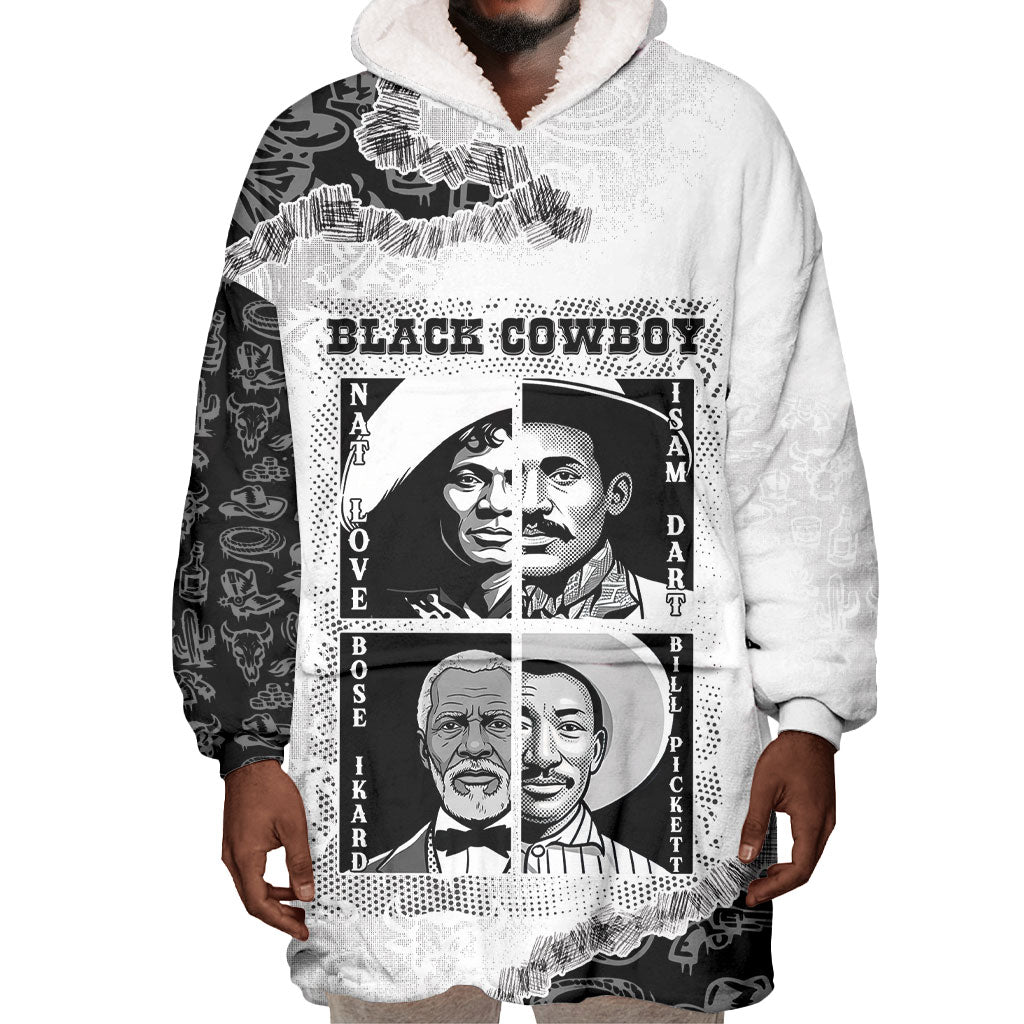 Black Cowboy Wearable Blanket Hoodie African American Black History Unique Style