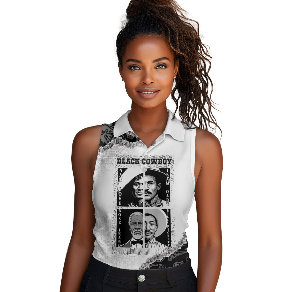 Black Cowboy Women Sleeveless Polo Shirt African American Black History Unique Style