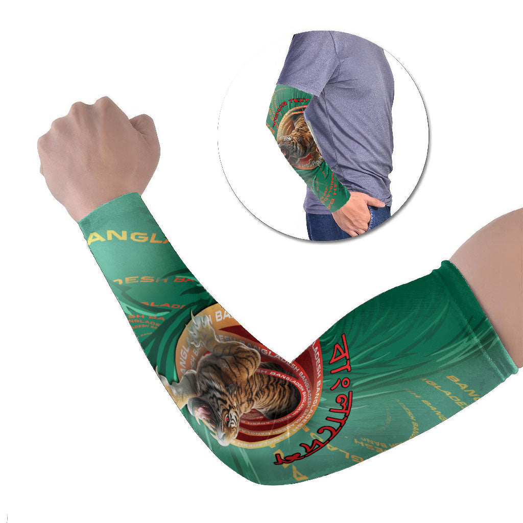 Personalized Bangladesh Arm Sleeves Royal Bengal Tiger Spiral Pattern