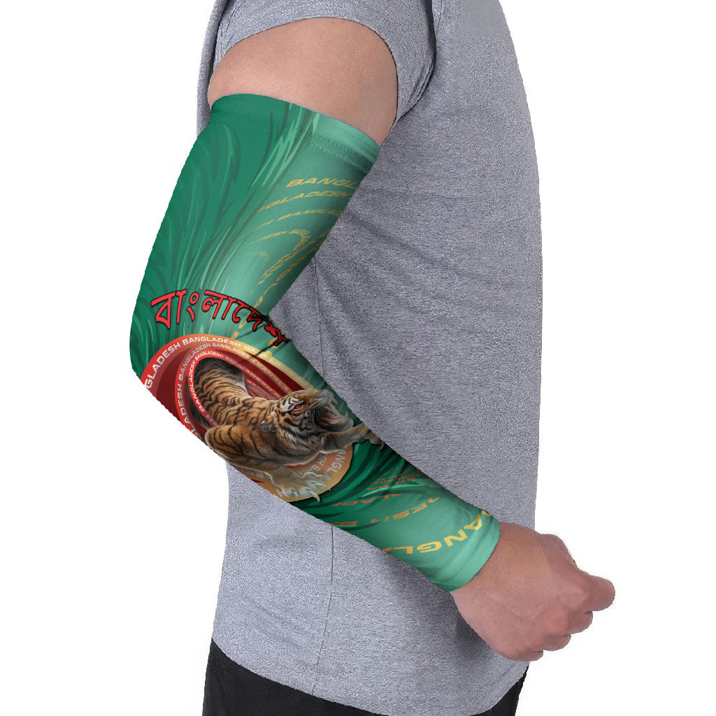 Personalized Bangladesh Arm Sleeves Royal Bengal Tiger Spiral Pattern